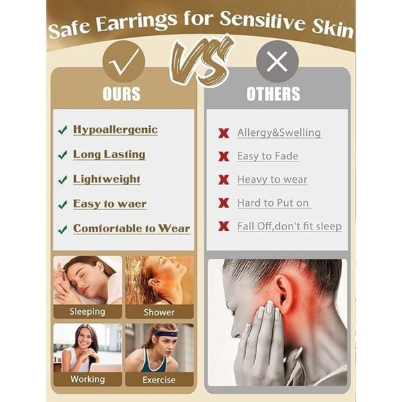 ⚡Gold Plated Multiple Hoop and Stud Earring Set for Women Trendy Fashion Jewelry - Picture 6 of 6